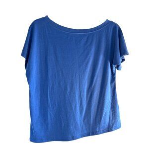 Perout Womens Top Short Sleeve Blue Boxy Size M